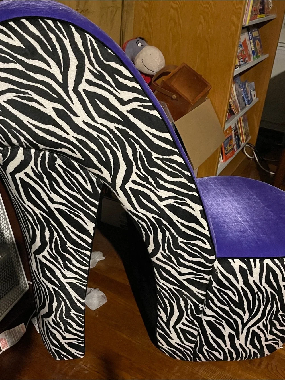 Purple Zebra High-Heel Accent Chair by